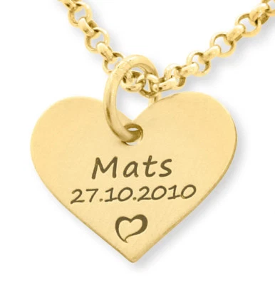 GALWANI Kette mit Herz Anhänger Namenskette vergoldet Geschenk Mama Tochter Kette gold