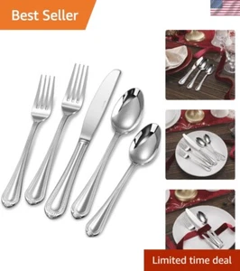 Elegant Pearl Edge 20-Piece Silverware Set - 18/10 Stainless Steel - Picture 1 of 11