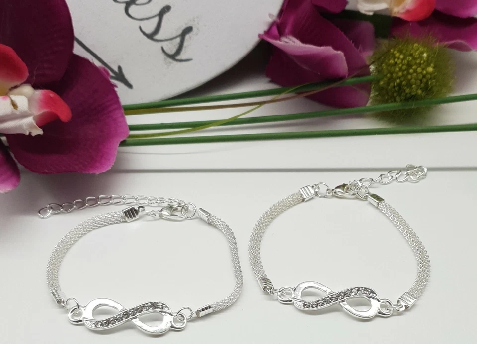 2 Stück Damen Mädchen Freundschaftsarmbänder Unendlichkeit Armband 925 silber pl - Bild 1 von 2