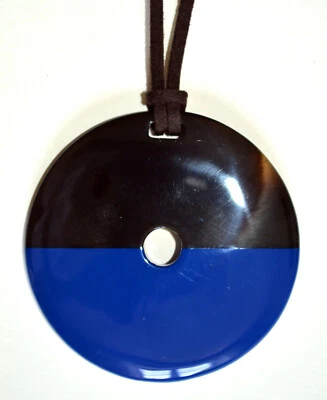 camilieri Horn Anhänger Kette Hornanhänger Lack blau natur braun NEU - Bild 1 von 2