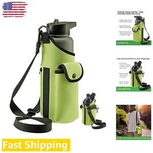 Compact Water Bottle Holder Bag with Adjustable Woven Strap - Outdoor Essentials - Picture 1 of 8