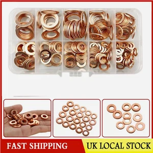 200Pcs Copper Washers Diesel Injector Washers Seal Assortment Set New UK - Picture 1 of 8