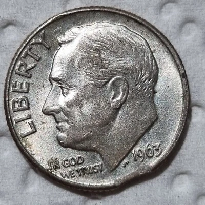 1963 D Roosevelt Dime 10c ERROR - CLIPPED PLANCHET #92011 - Image 1 of 2