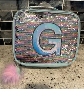 Nwt Justice Pastel Unicorn Flip Sequin Initial “G “Lunch Tote - Picture 1 of 4