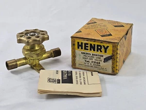 Henry Golden Bantam Packless Line Shut-Off Valve #5164 1/2" ODS - Picture 1 of 3