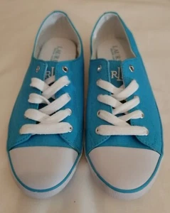 RALPH LAUREN POLLY-NE Canvas Sneakers Blue Size uk 4.5 eu 37.5 - Picture 1 of 6