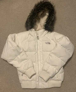 Vintage Y2K The North Face Jacke Damen Medium Puffer Kapuze Kunstfell - Bild 1 von 10