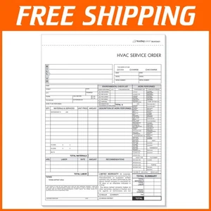 Letter-Sized HVAC Service Order Invoice Forms - 3-Part Carbonless, 100 Count - Picture 1 of 8
