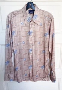 Vintage Givenchy for Chesa Shirt Mens M Nylon Floral Disco 70s Lounge Retro - Picture 1 of 4