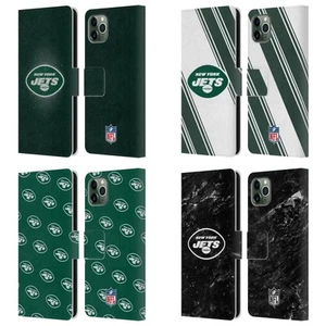 OFFICIAL NFL NEW YORK JETS ARTWORK LEATHER BOOK CASE FOR APPLE iPHONE PHONES - Picture 1 of 10