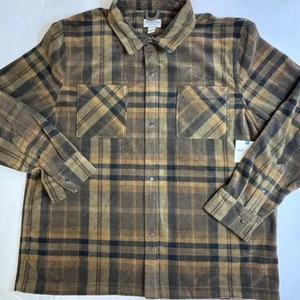 Arizona Jean Co. Brown Plaid Fleece Shacket Shirt Jacket Size X Large - Picture 1 of 6