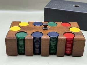 Vintage Drueke Nr. 500 Mini Bakelit Chips mit Holzbehälter und Originalkarton - Bild 1 von 4