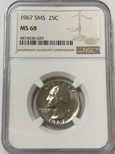 1967 S Quarter Dollars Clad Coin NGC MS-68 SMS - Picture 1 of 2