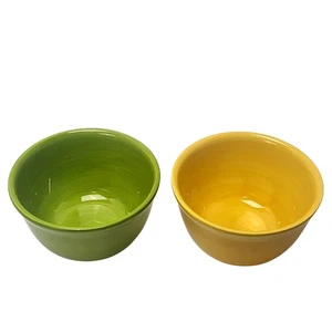 Pottery Barn Bunt Servieren Keramik Rühren Servierschalen Set Grün Gelb Paar - Bild 1 von 8