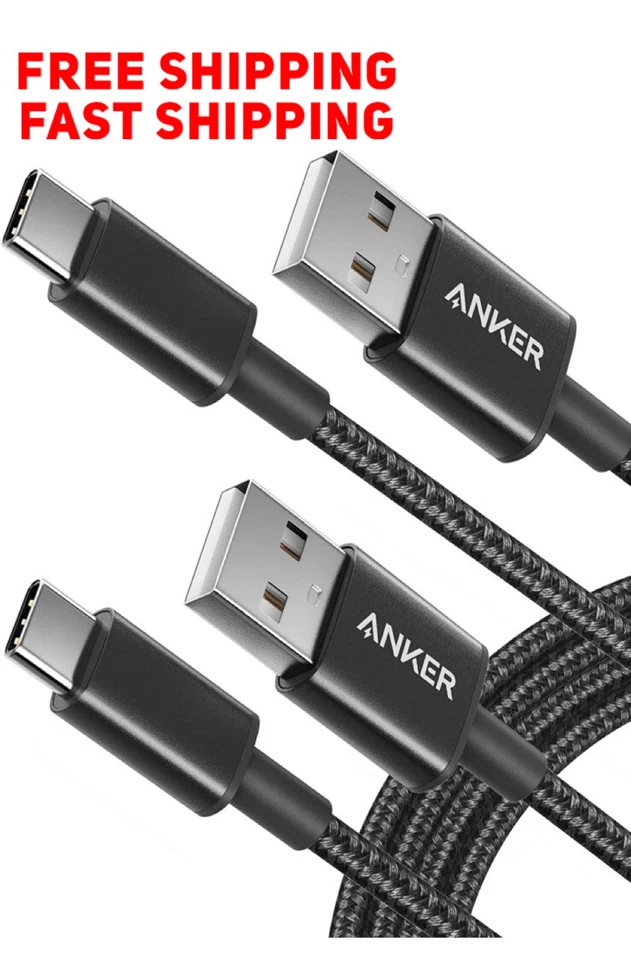 Anker Premium Nylon USB A to Type C Charging Cable for Galaxy S10/S9 [2Pack-6ft] - Image 1 of 4