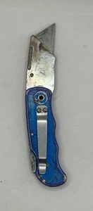 Cuchillo utilitario vintage plegable con cierre trasero azul - Imagen 1 de 7