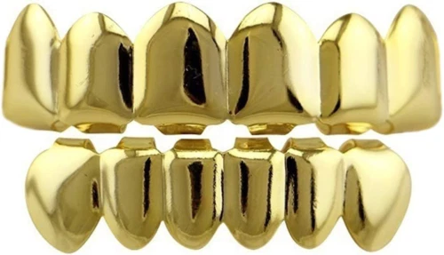 Dientes Hip Hop Chapados en Oro 24K Grillz Punk Ajuste Personalizado Gorras Top y...  Foto 1 de 4