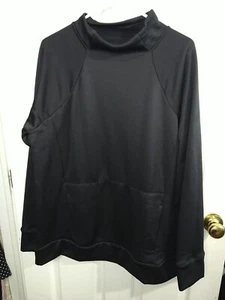 Xersion Woman XXLP Sweatshirt Mock Collared Black Kangaroo Pocket Thumbhole - Picture 1 of 11