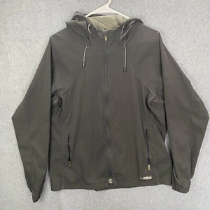 REI Women's Jacket Hooded Zip Up Size Large Black Gray Zippered Pockets - Picture 1 of 19