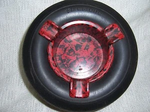 FIRESTONE VINTAGE RUBBER TIRE ASHTRAY ORIGINAL ADVERTISING W/PLASTIC INSERT - Picture 1 of 3