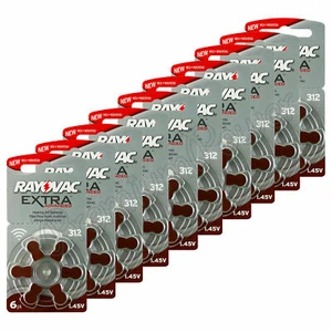 60 x Rayovac Extra 312 Size Hearing aid batteries Zinc air 10 Packs Used By 2028 - Picture 1 of 5