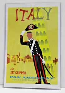 ITALY PAN AMERICAN Aaron Fine Vintage Traven Art 11" x 17" in Clear Protector - Picture 1 of 2