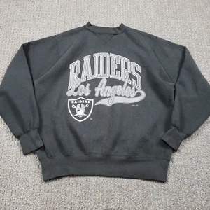Vintage 90s Los Angeles Raiders Sweatshirt Mens Large Black Faded Logo 7 Champs - Bild 1 von 11