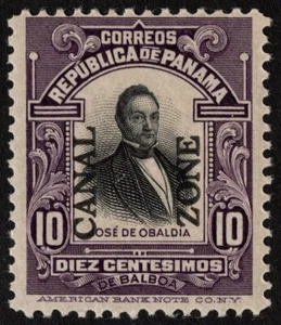 Canal Zone Stamp Scott #41 Mint NH - 10 Cents Violet & Black w Type II Overprint - Picture 1 of 1