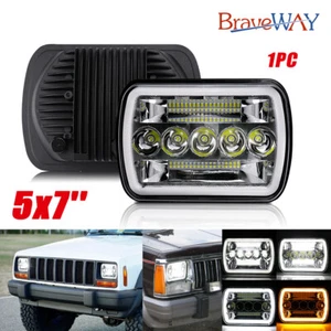For Jeep Cherokee XJ 1984-01 5X7" 7x6" LED Headlight Amber DRL Turn Signal Light - Foto 1 di 16
