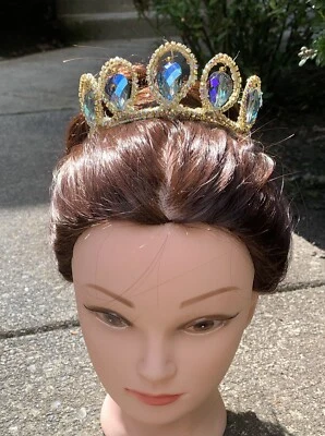 Tocado Tiara Ballet Profesional Dorado AB Cristal Azul Pájaro Princesa Florino Foto 1 de 4