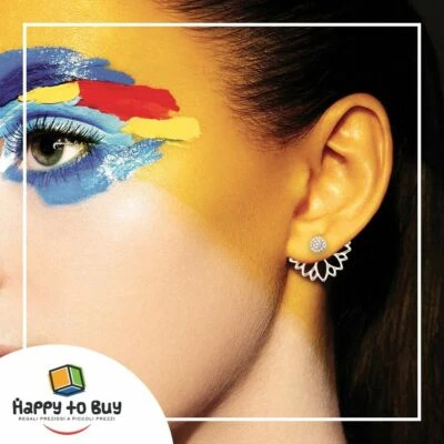 Orecchini argento da donna o ragazza reversibili cristalli swarovski R p. luce - Immagine 1 di 2