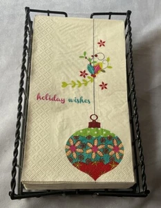 Servilletas HaynesBesco Holiday Wishes 25 un.-3 capas 13"x13" paquete abierto con soporte de 8,5 X 5” - Imagen 1 de 5