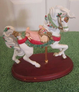 Ceramic Carousel Horse With Angel Cherub Figurine - Picture 1 of 5