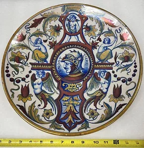 Antique Polychrome Majolica Lustre Charger 14 Inches In Diameter Italian Cs2k - Picture 1 of 6