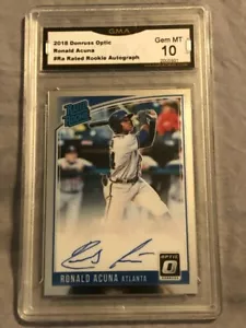 2018 PANINI DONRUSS OPTIC RONALD ACUNA ROOKIE AUTO HOLO PSA 10 GEM MINT 🔥 RARE - Picture 1 of 2