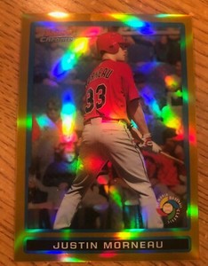 2009 Bowman Chrome Draft WBC Prospects Gold Refractors #BDPW25 Justin Morneau
