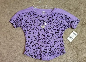 Star Ride Girl's Heart print Top, Purple, Sz. 4 - Picture 1 of 2