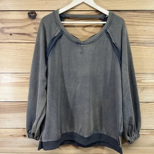 POL Sweatshirt Large French Terry Criss Cross Back Green Gray TKT622 LS B12 - Bild 1 von 16