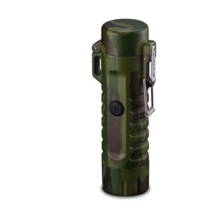 Windproof Dual Arc Plasma Lighter Waterproof USB Rechargeable Flashlight Lanyard - Picture 1 of 12