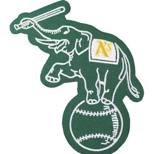 Maglietta Oakland Athletics Elephant su manica a palla toppa emblema logo MLB - Foto 1 di 2