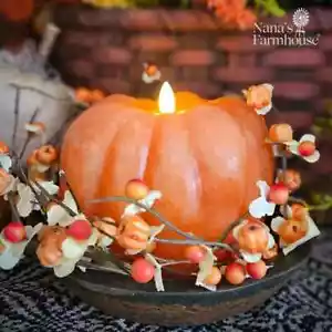 NIB Luminara Flameless Halloween Fall Mantle Orange Wax Pumpkin Candle 🧡 - Picture 1 of 2