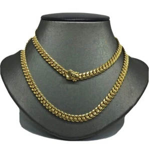 Men’s Pure 14k Yellow Gold 6.50mm Miami Cuban Link Chain 24" Necklace Box Lock - Picture 1 of 5