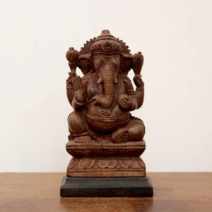 Ganesha Statue Antik Teakholz Skulptur Vintage Schnitzerei Hindu Gott Ganesh Idol - Bild 1 von 4