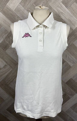 Ladies Kappa White Sleeveless Button Up Collar Comfortable Polo Shirt Vest Sz L - Image 1 of 4