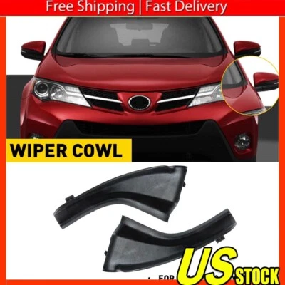 For Toyota RAV4 2013-2018 Black Pair Front Wiper Side Cowl Extension Cover Trim - Изображение 1 из 4