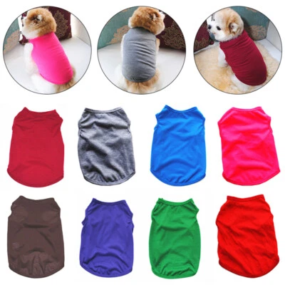 Pet Vest Puppy Summer Clothes Dog Cat T Shirt Solid Outfit Apparel Costu - Image 1 of 4