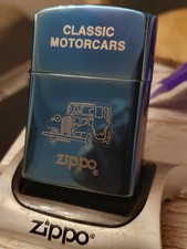 CLASSIC MOTORCARS DESIGN TO FRONT OF A BLUED CHROME ZIPPO UNUSED (NO BOX)