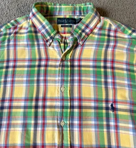 VTG Ralph Lauren Men's Summertime Plaid Long Sleeve Button Up Shirt - Size 2XLT - Picture 1 of 4