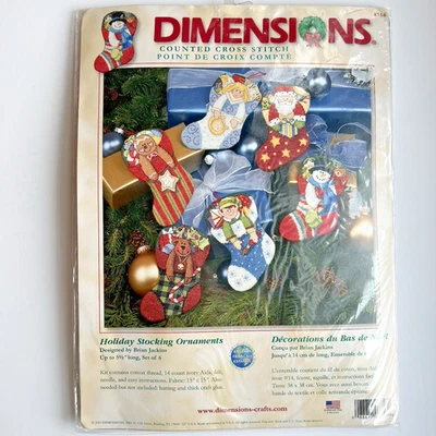 Dimensions Holiday Stocking Set of 6 Ornaments Cross Stitch Kit Santa &More 8756 - Image 1 of 4