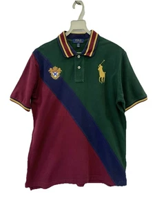Polo Ralph Lauren Boys L/G 14-16 Colorblock Crest Big Pony Polo Shirt Green #78 - Picture 1 of 18